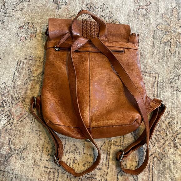 Vilenca Holland ANTHRO Brown Leather Flap Backpack with Laptop Compartment GUC - Picture 9 of 15